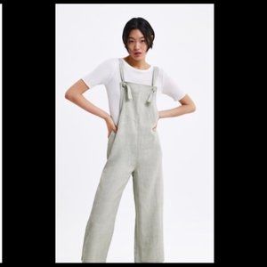Zara Linen Blend Overalls Size M
